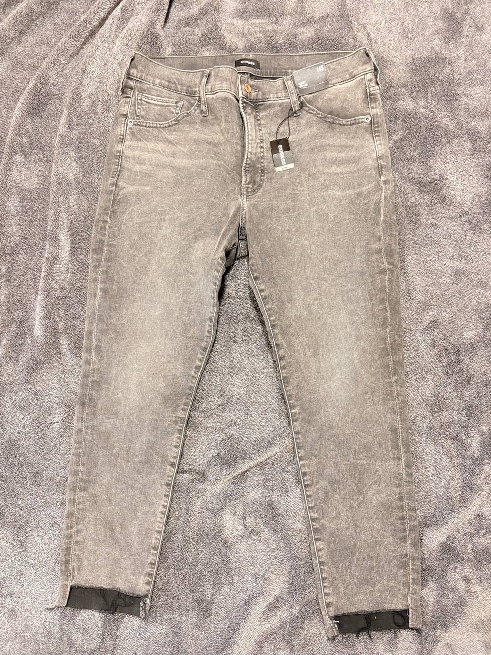 Express Men's Grey Skinny Jeans - Washed Finish